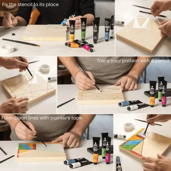 Arteza 19 Piece Abstract Wood Painting Kit {4}
