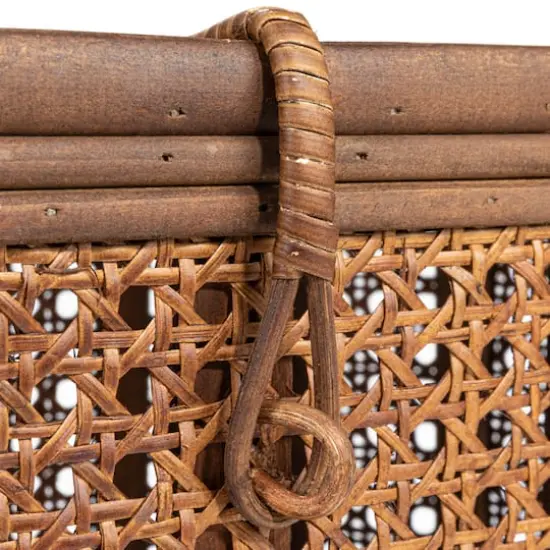 Hello Honey&reg; Modern Decorative Oval Woven Rattan Storage Box Set Dark Brown {8}