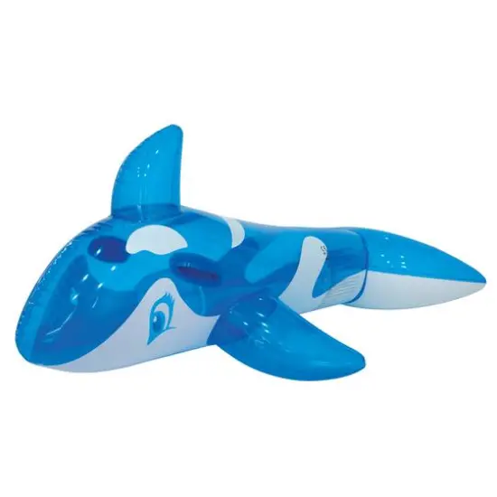 57" Blue & White Whale Ride-On Pool Float {1}