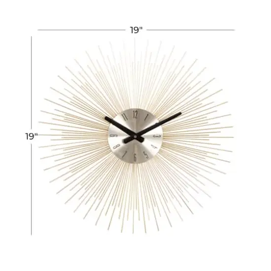19" Gold Metal Contemporary Wall Clock {8}