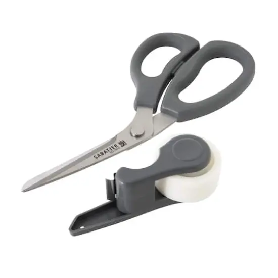 Sabatier 2-in-1 All-Purpose Gift Wrap Scissors with Removable Tape Dispenser Blade Cover Gray {1}