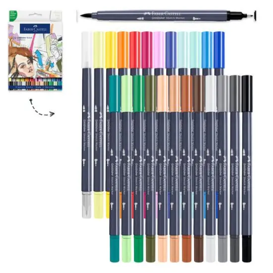Faber-Castell&reg; Goldfaber 24 Color Dual Tip Sketch Markers {3}