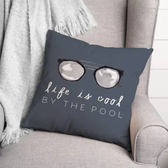 Life by the Pool Indoor/Outdoor Throw Pillow Slate {3}