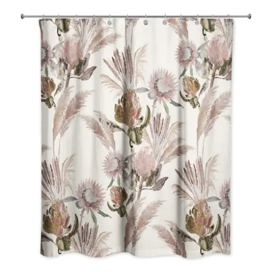 Protea Blooms Shower Curtain Cream {1}