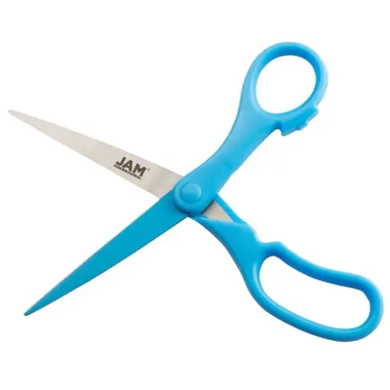 JAM Paper 8" Ergonomic Multi-Purpose Precision Scissors Blue {4}