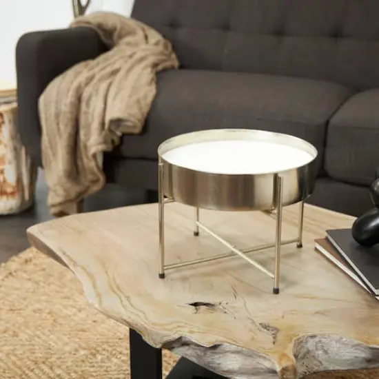 110oz. Sweet Bamboo Scented White 5 Wick Candle in Silver Bowl with Stand {7}