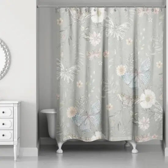 Butterflies Shower Curtain Green {3}