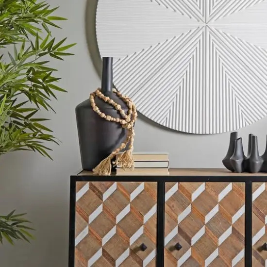 Black Glass Vase 12" x 12" x 22" {7}