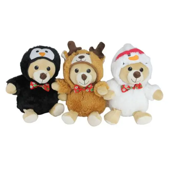 8" Teddy Bear Stuffed Animal Figures in Christmas Costumes {4}