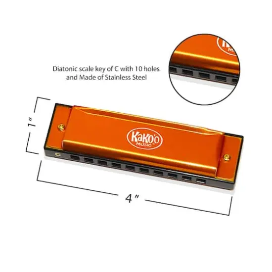 Salus Kako'o Orange Classic Metal Harmonica {4}