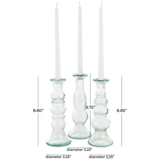 Clear Recycled Glass Candle Holder Set {7}