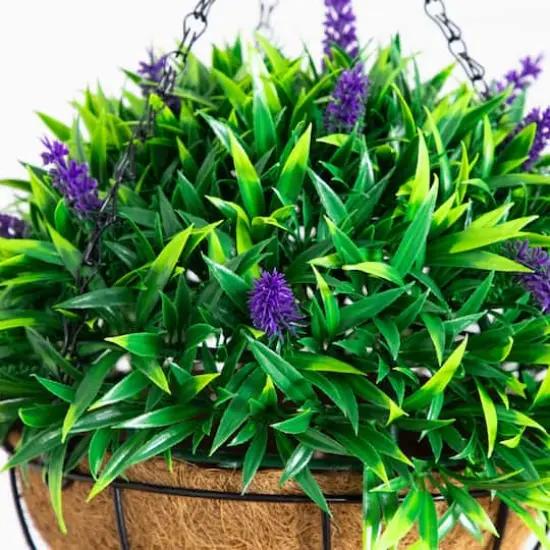 18in. UV Resistant Artificial Lavender Hanging Basket (Indoor/Outdoor) {4}