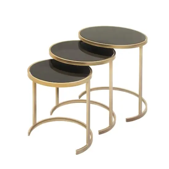 Contemporary Metal Accent Table Set Gold {1}