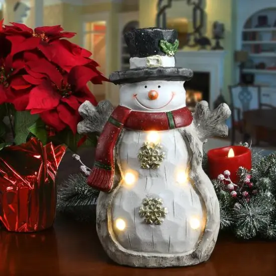 16.5" Lighted Snowman D&eacute;cor Piece {3}