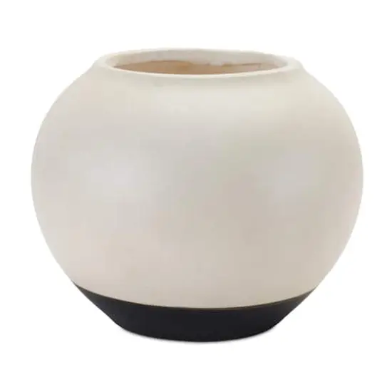 8.75" Black & Cream 2-Tone Ceramic Vase {1}