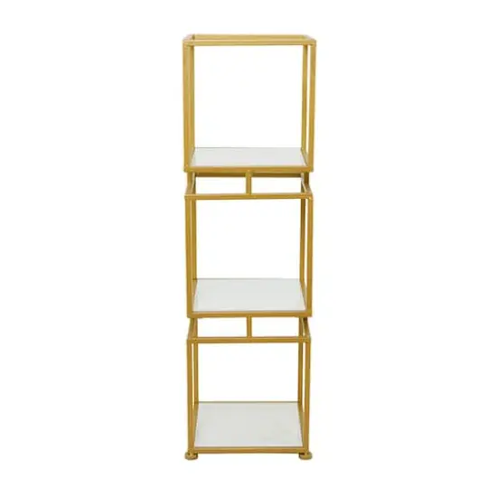 Gold Marble Glam Shelving Unit, 39" x 12" x 12" {1}