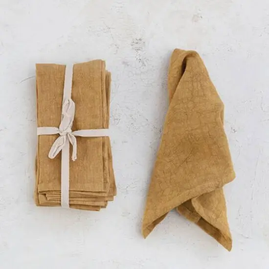 Hello Honey&reg; 18" Square Stonewashed Linen Dinner Napkins, 4ct. Mustard {3}