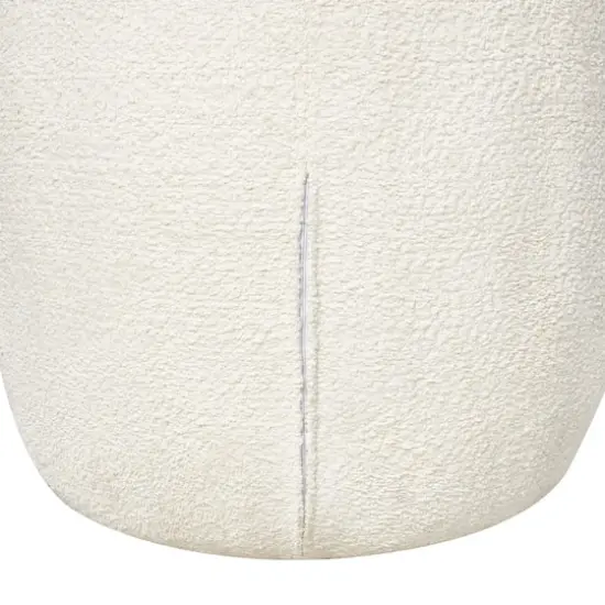 White Polyester Rounded Barrel Accent Chair {8}