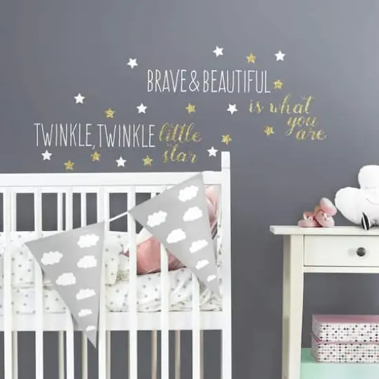 RoomMates Glitter Twinkle Twinkle Little Star Peel & Stick Wall Decals {4}