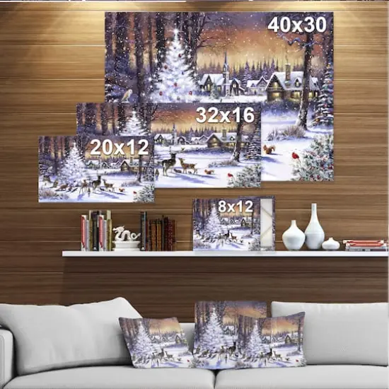 Designart Christmas Woods with Deer, Buck & Owl Canvas Art {5}