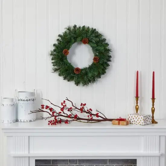 20" LED Pine & Pinecone Artificial Christmas Wreath {5}