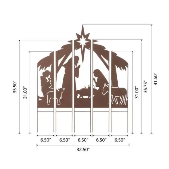 Glitzhome&reg; 41.5'' Metal Nativity Combo Yardstake {7}