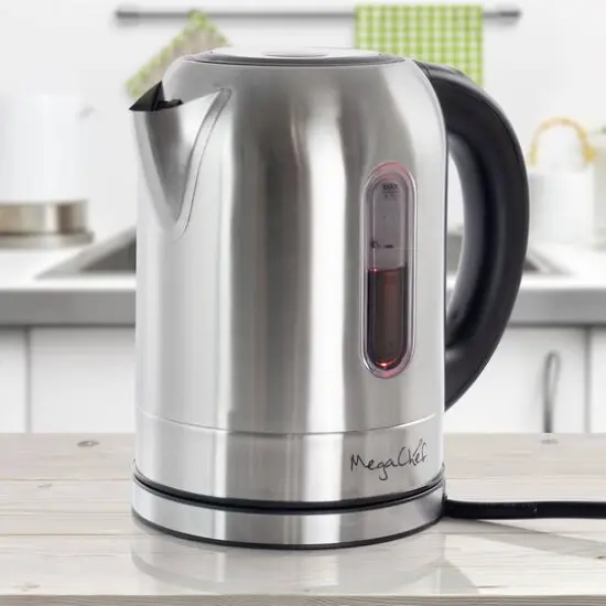 MegaChef 1.7L Stainless Steel Electric Tea Kettle With 5 Preset Temps {10}