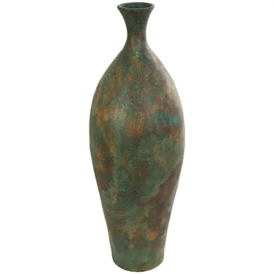 3ft. Green Ceramic Tall Distressed Antique Style Vase {1}