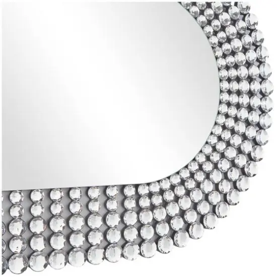 Silver Glass Radial Crystal Frame Wall Mirror 28" x 1" x 48" {5}