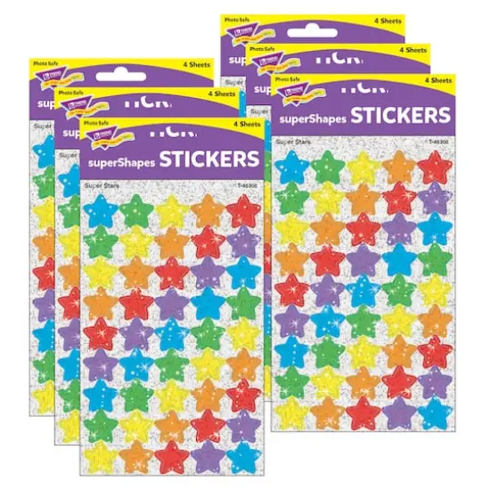 Trend Enterprises® superShapes Super Stars Sparkle Stickers, 6 Packs of 180ct. {1}