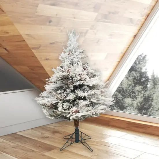 3.5ft. Unlit Flocked Alberta Artificial Christmas Tree {3}
