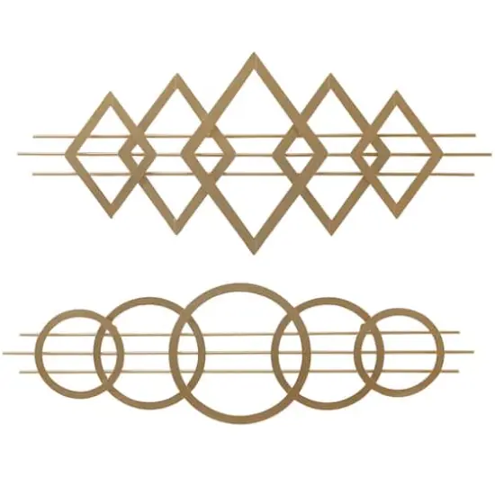 Gold Metal Contemporary Geometric Wall Decor, Set of 2 47", 20" {1}