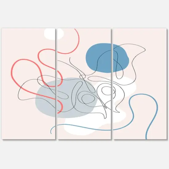 Designart - Butterfly One Line Drawing On Cubism Shapes II - Modern Canvas Wall Art Print {4}