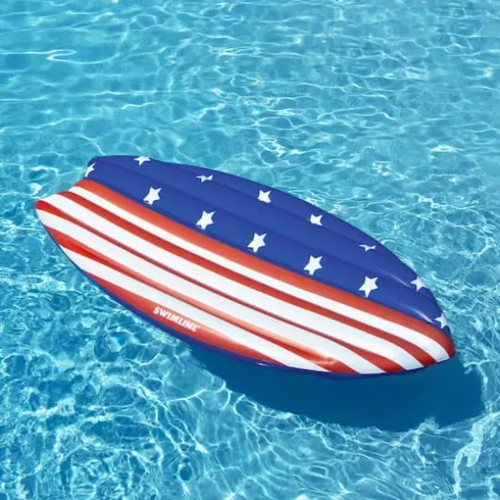 73" Americana Surfboard Shaped Inflatable Swimming Pool Lounge Float {3}