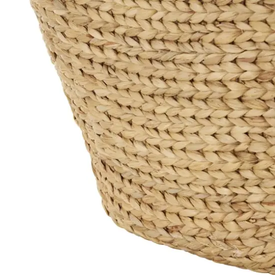 31" Brown Seagrass Handmade Woven Storage Basket with Ring Handles {5}