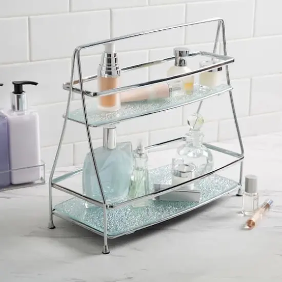 Elle D&eacute;cor 2-Tier Hammered Mirror Vanity Tray {5}