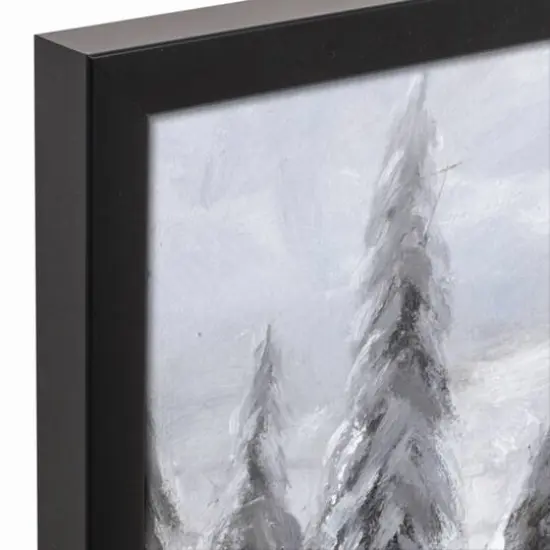 Snowy Forest Black Framed Canvas Wall Art {4}