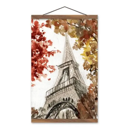 Fall Eiffel Tower Teak Hanging Canvas {1}