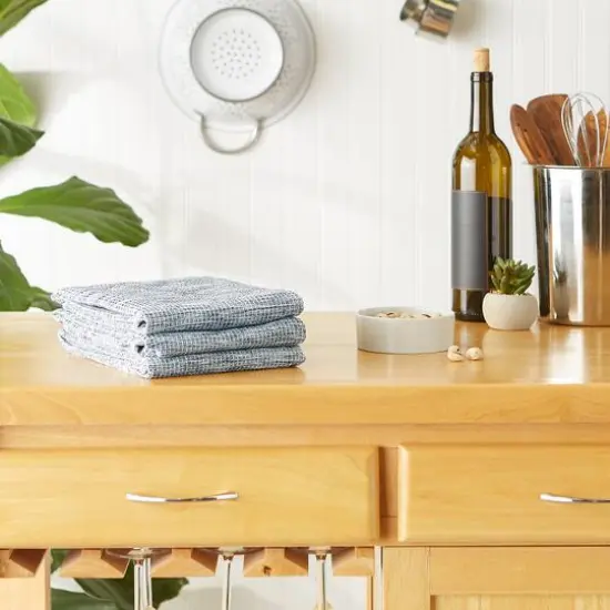 DII&reg; Tonal Recycled Cotton Waffle Dish Towels, 3ct. Teal Green {5}