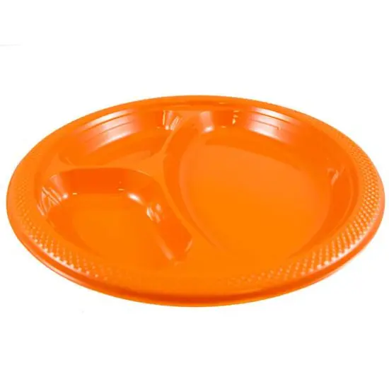 JAM Paper 10.25" Divided Plastic Party Plates, 20ct. Orange {5}