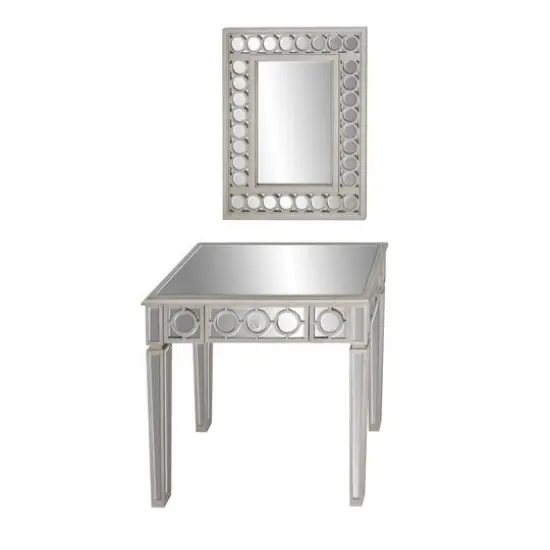 Set of 2 Grey Wood Glam Console Table, 31" x 31" {9}