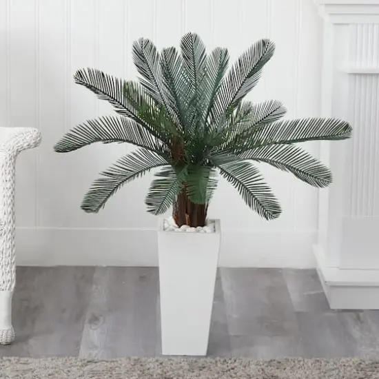 3.5ft. Cycas Tree in White Tower Planter {5}