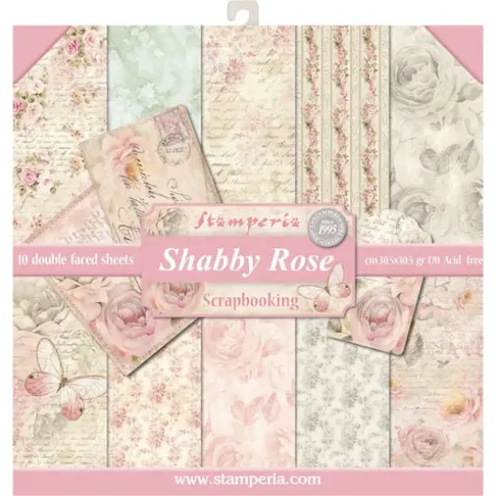 Stamperia Shabby Rose Double-Sided Paper Pad, 12'' x 12'' {1}