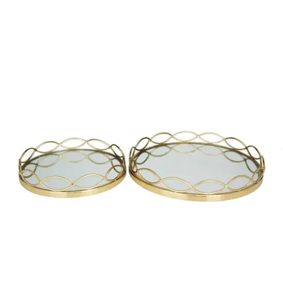 Contemporary Metal Tray Set Gold {5}