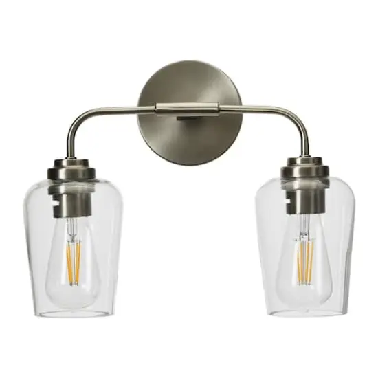 Hello Honey&reg; Robert Stevenson Lighting Holden Metal & Glass 2-Light Vanity Antique Nickel {3}