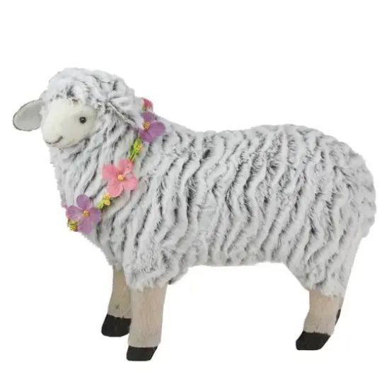 13" White & Black Plush Standing Sheep Easter Figure {1}
