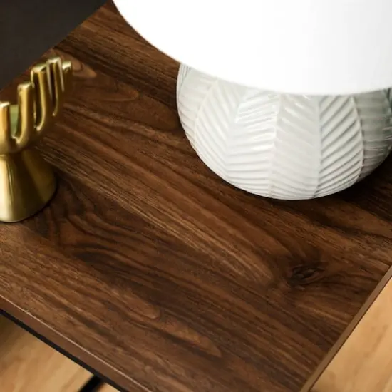 Walker Edison Modern Square Side Table Dark Walnut {7}