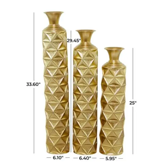 Gold Metal Glam Vase, Set of 3" 34", 29", 25" {7}