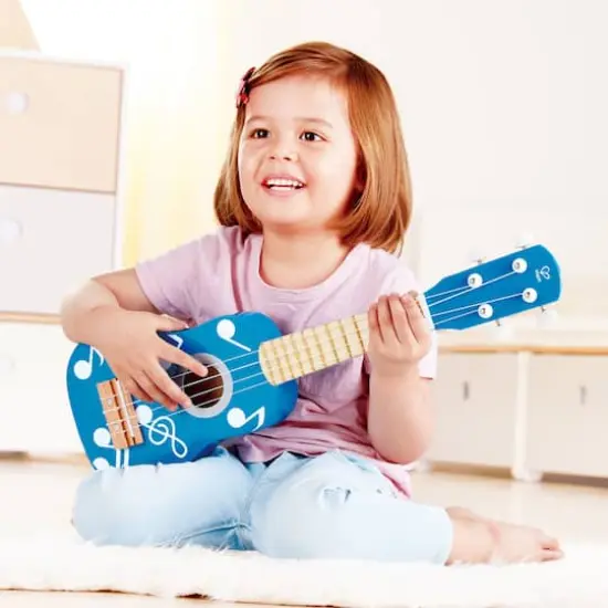 Hape 21" Blue Dot Kid's Wooden Toy Ukulele {7}