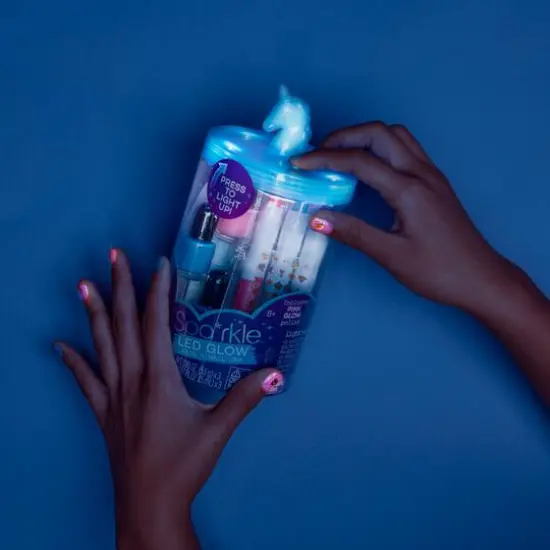 Bright Stripes Sparkle LED Glow Spa Blue Unicorn Activity Jar {4}